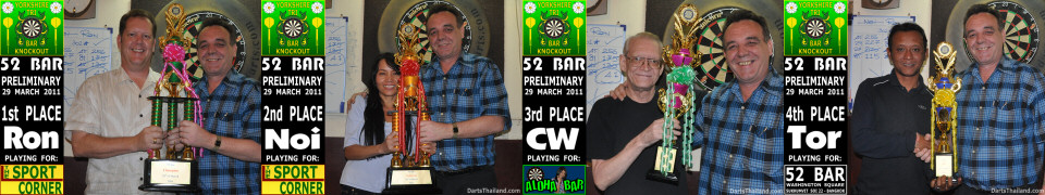 Ron, Noi, CW, Tor winners Yorkshire Darts Tri Bar Knockout Tournament